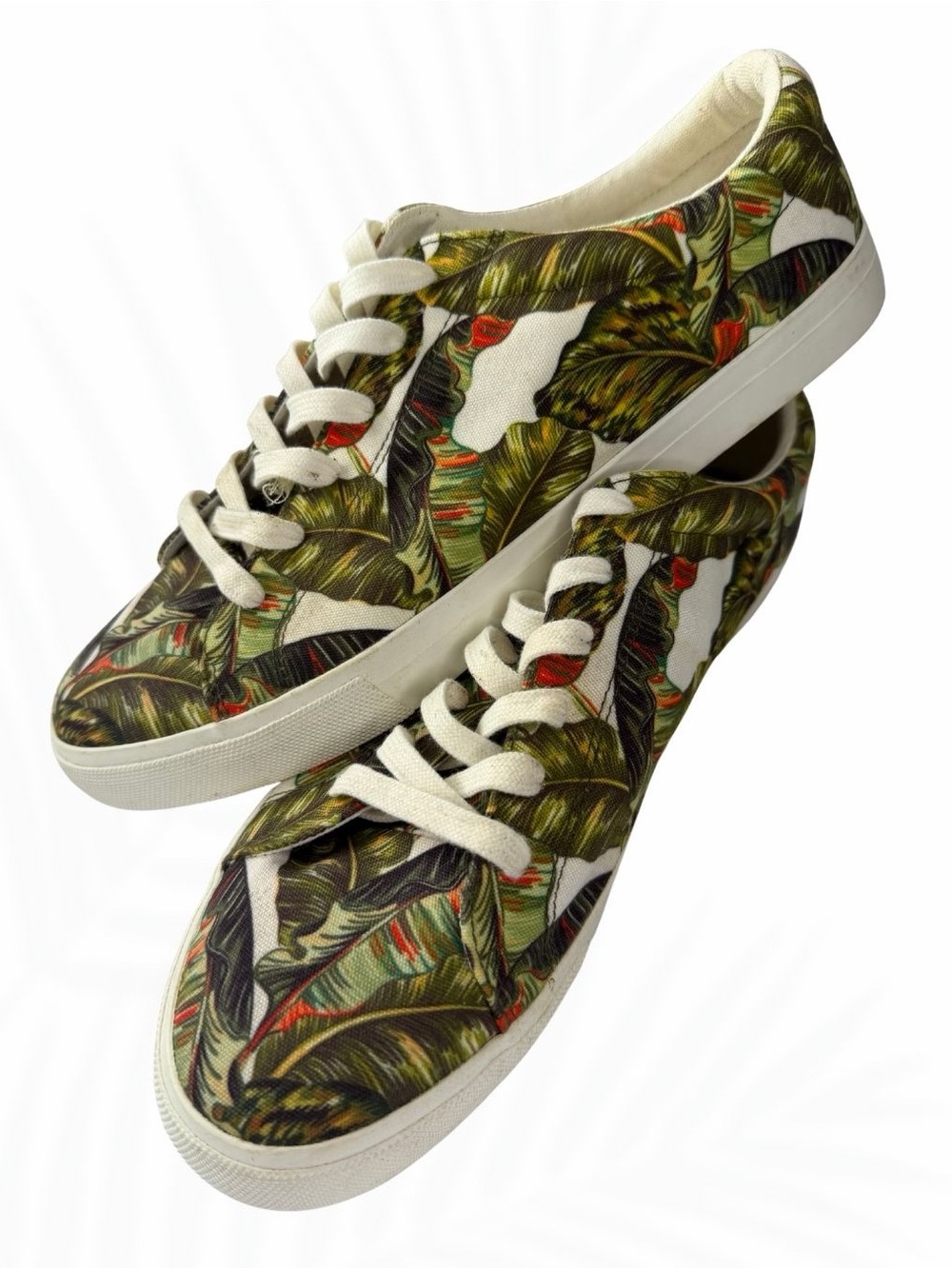 ASOS Tropical Palm Leaf Canvas Sneakers UK 9 Men’s US 10 Green Botanical